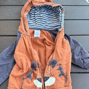 Orange and Gray Hooded Jacket with Tiger Design
